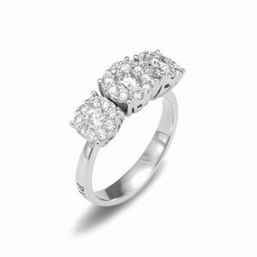 Ponte Vecchio Artemide 18ct White Gold 1.00ct Diamond Cluster Trilogy Ring