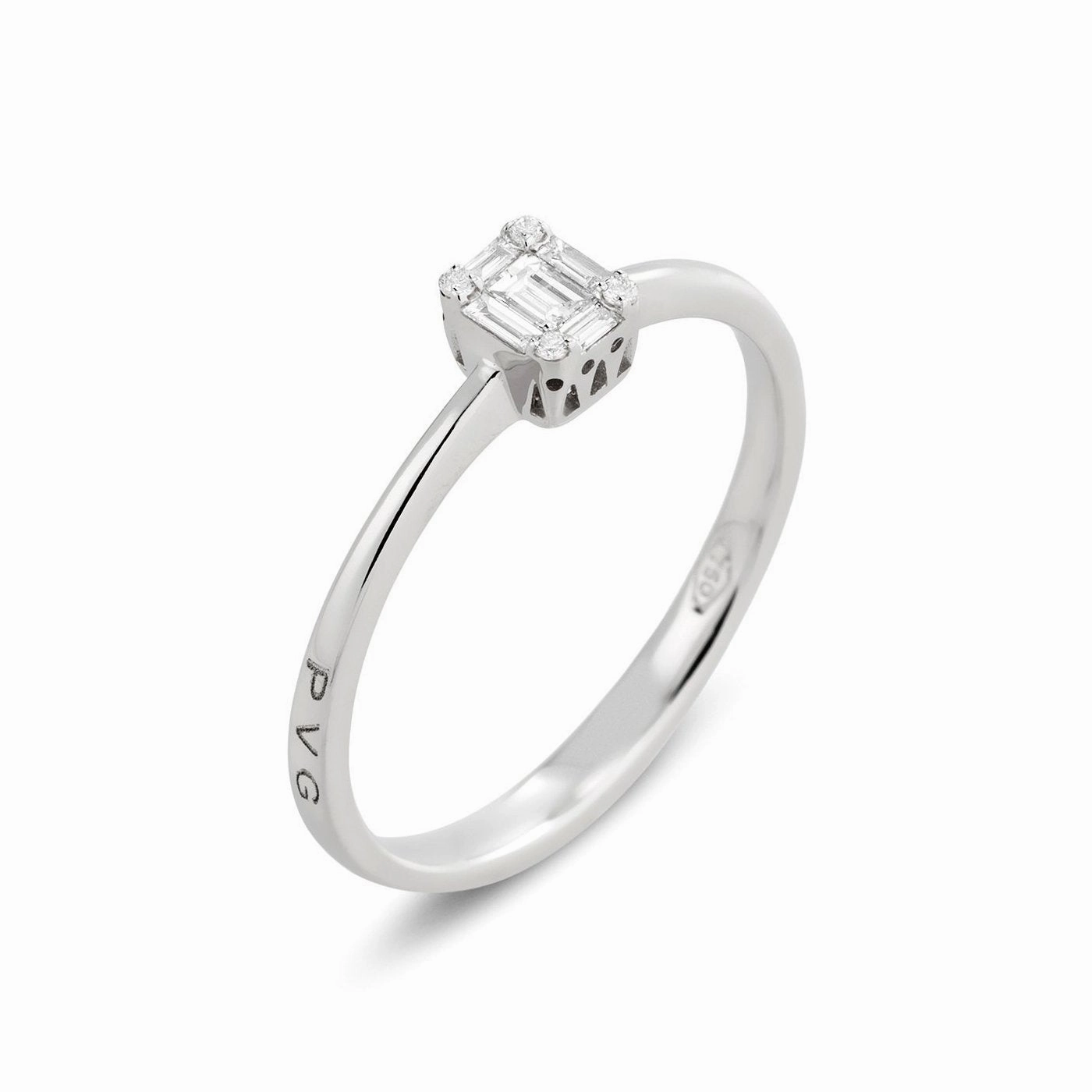 Ponte Vecchio Benvenuto 18ct White Gold 0.14ct Diamond Baguette Cluster Ring
