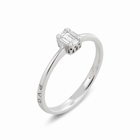 Ponte Vecchio Benvenuto 18ct White Gold 0.14ct Diamond Baguette Cluster Ring