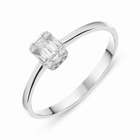 Ponte Vecchio Benvenuto 18ct White Gold 0.17ct Diamond Baguette Cluster Ring