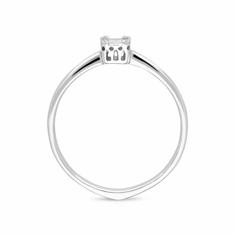 Ponte Vecchio Benvenuto 18ct White Gold 0.17ct Diamond Baguette Cluster Ring