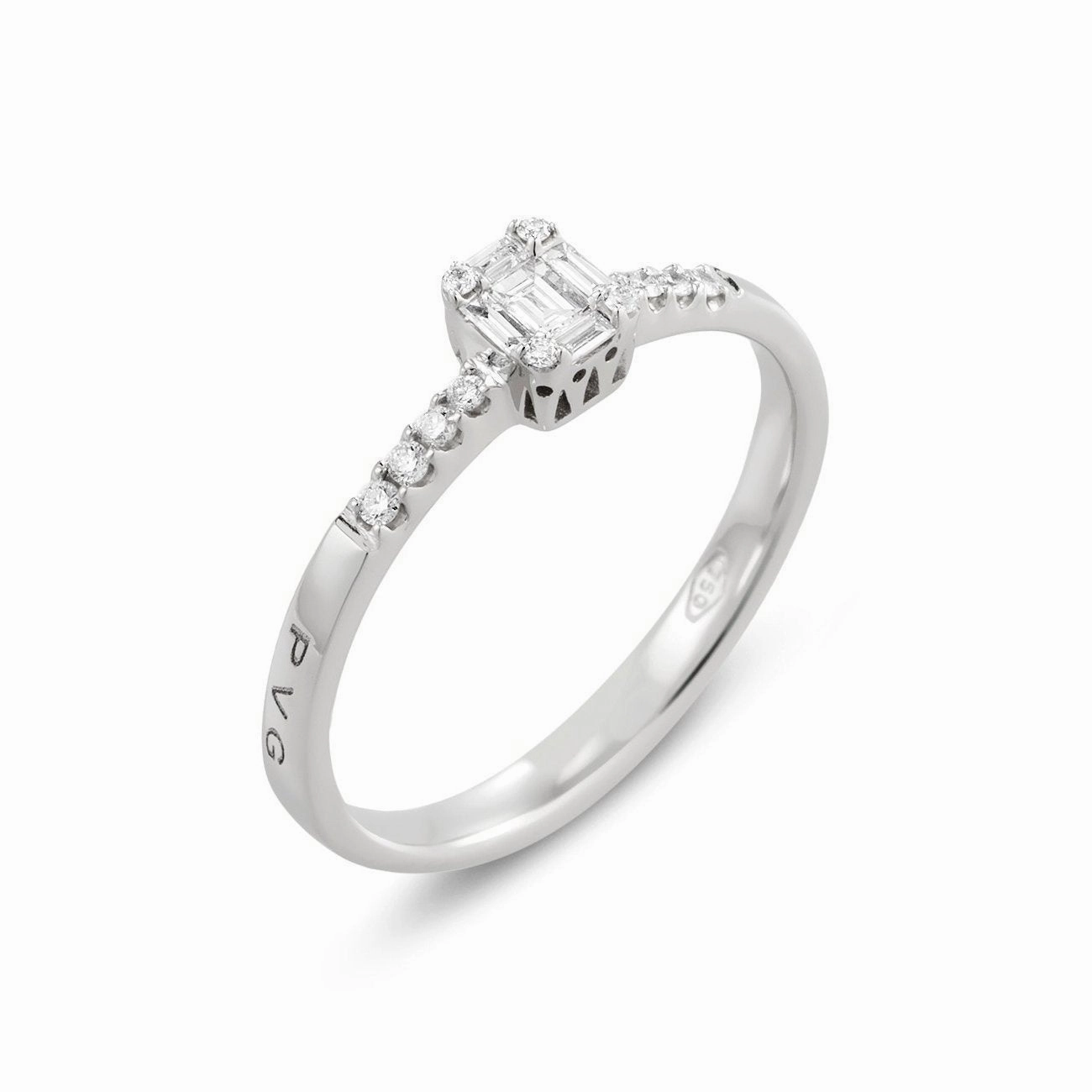 Ponte Vecchio Benvenuto 18ct White Gold 0.20ct Diamond Baguette Cluster Ring