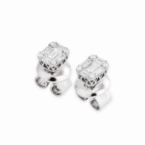 Ponte Vecchio Benvenuto 18ct White Gold 0.29ct Diamond Baguette Stud Earrings