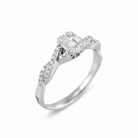 Ponte Vecchio Benvenuto 18ct White Gold 0.45ct Diamond Baguette Twist Ring