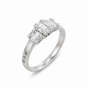 Ponte Vecchio Benvenuto 18ct White Gold 0.53ct Diamond Baguette Trilogy Ring