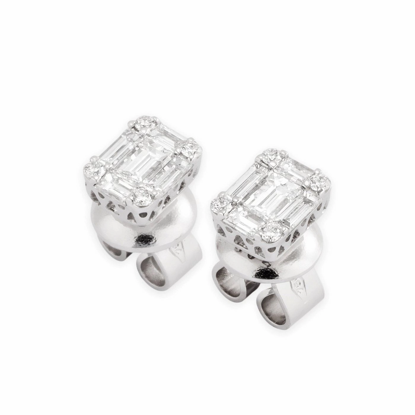 Ponte Vecchio Benvenuto 18ct White Gold 0.59ct Diamond Baguette Stud Earrings