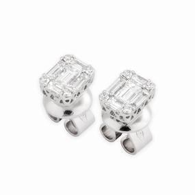 Ponte Vecchio Benvenuto 18ct White Gold 0.59ct Diamond Baguette Stud Earrings