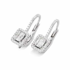 Ponte Vecchio Benvenuto 18ct White Gold 0.59ct Diamond Cluster Drop Earrings