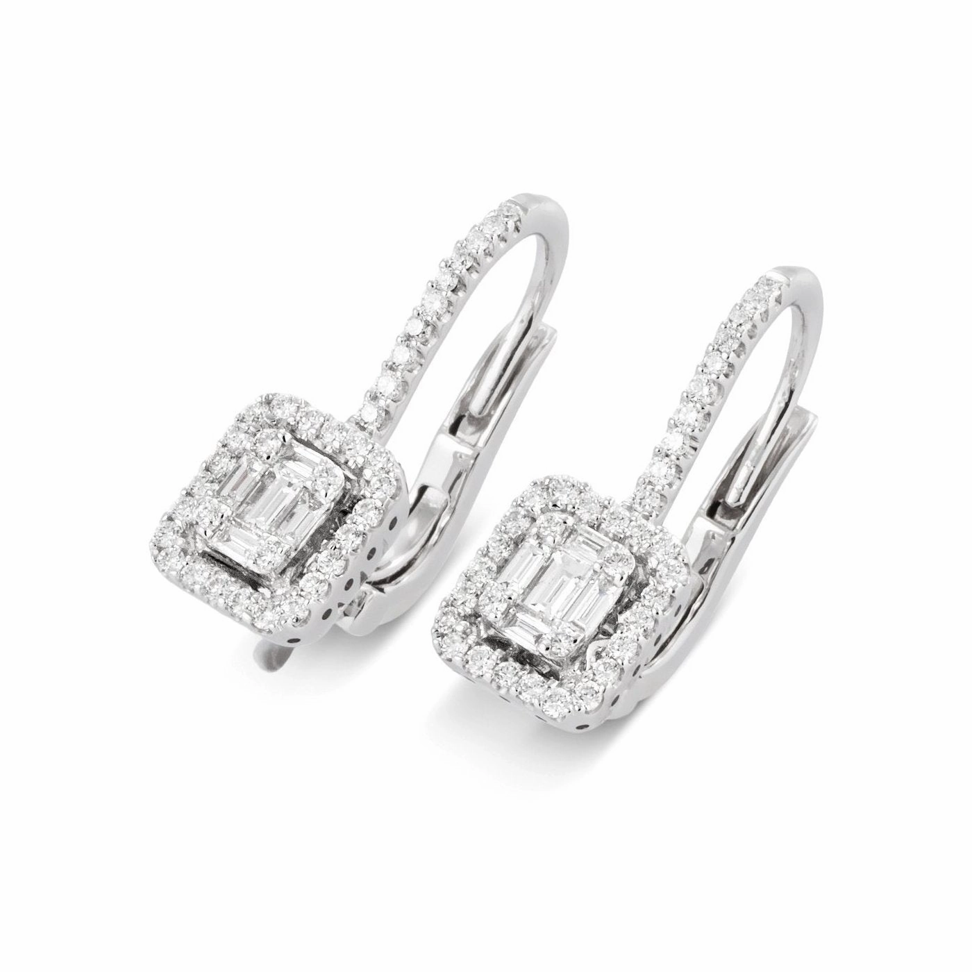 Ponte Vecchio Benvenuto 18ct White Gold 0.59ct Diamond Cluster Drop Earrings