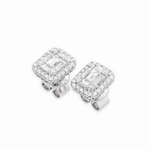 Ponte Vecchio Benvenuto 18ct White Gold 0.81ct Diamond Cluster Earrings