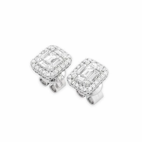 Ponte Vecchio Benvenuto 18ct White Gold 0.81ct Diamond Cluster Earrings
