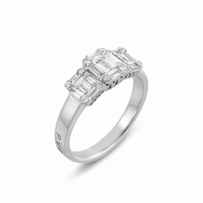 Ponte Vecchio Benvenuto 18ct White Gold 0.93ct Diamond Cluster Trilogy Ring