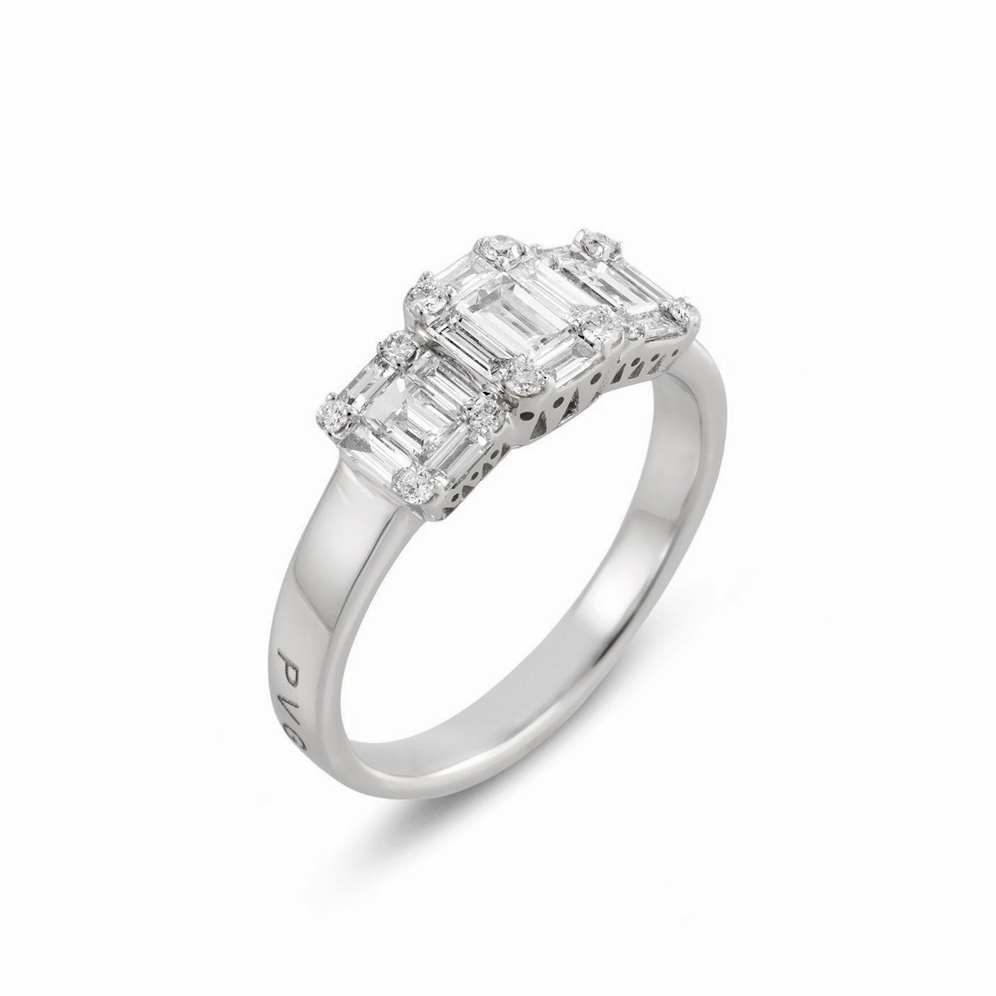 Ponte Vecchio Benvenuto 18ct White Gold 0.93ct Diamond Cluster Trilogy Ring