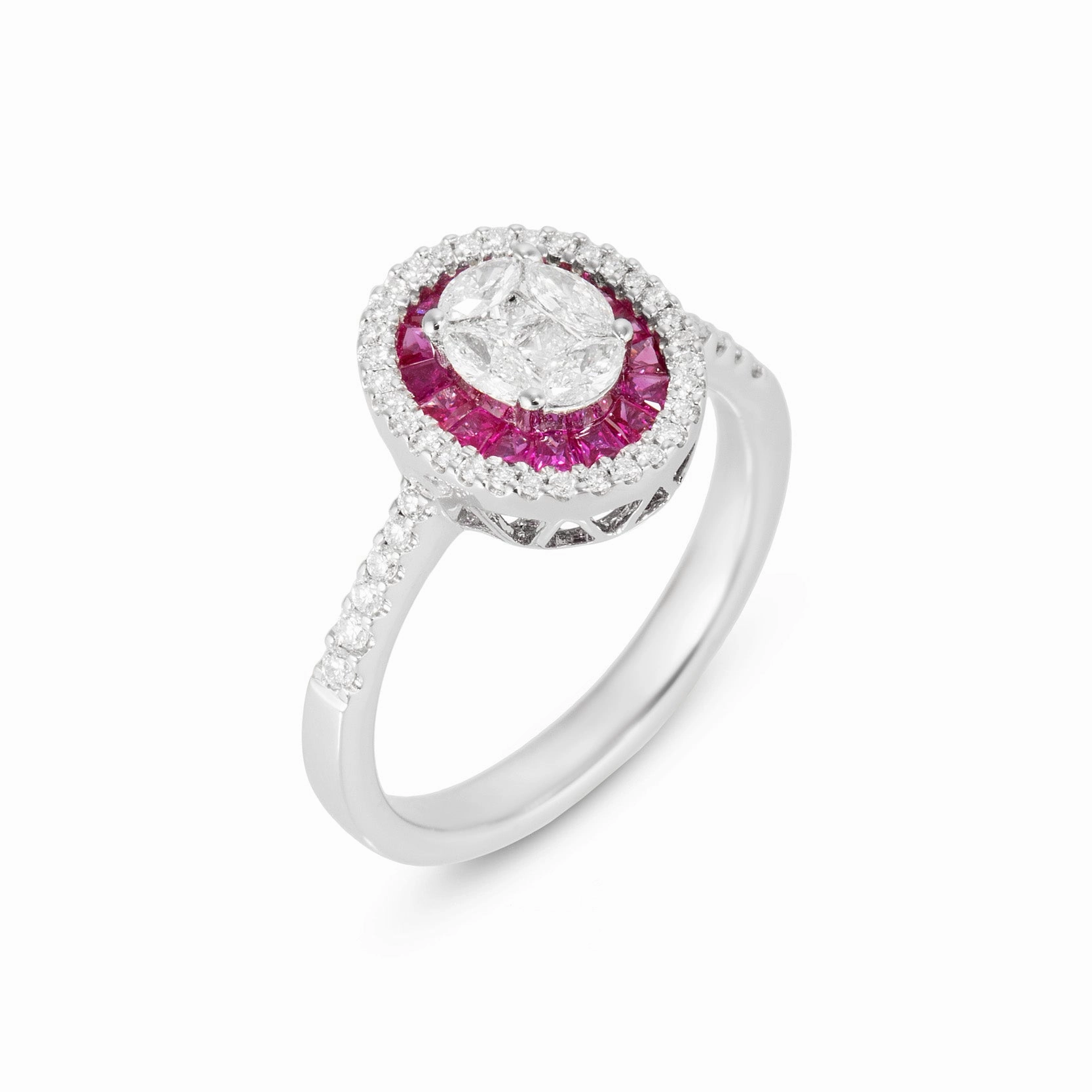 Ponte Vecchio Benvenuto 18ct White Gold Ruby 0.60 Diamond Ring