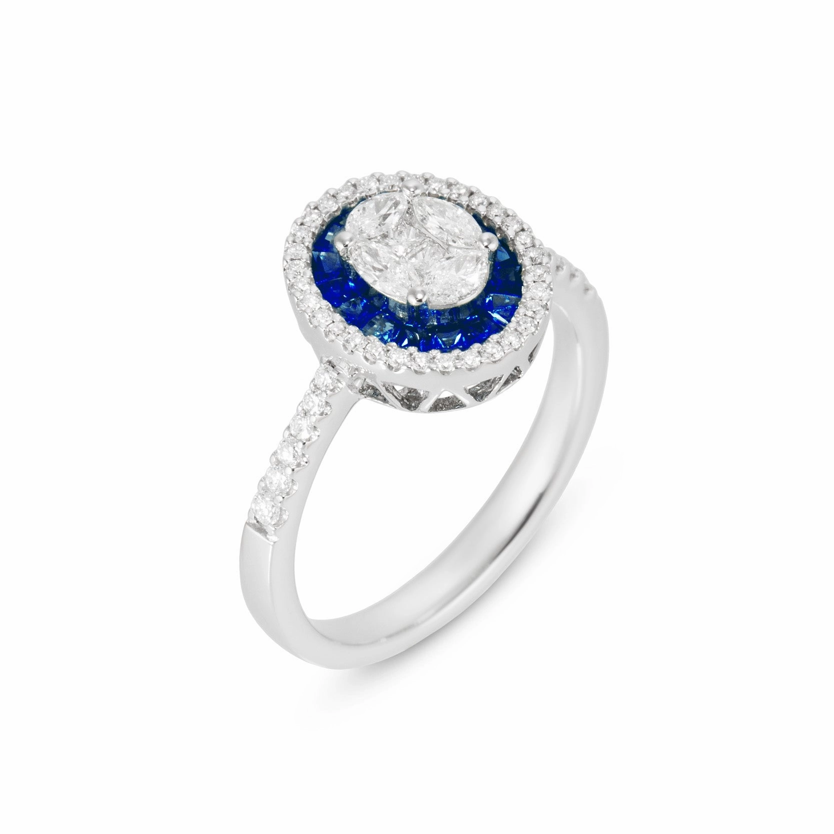 Ponte Vecchio Benvenuto 18ct White Gold Sapphire 0.60 Diamond Ring