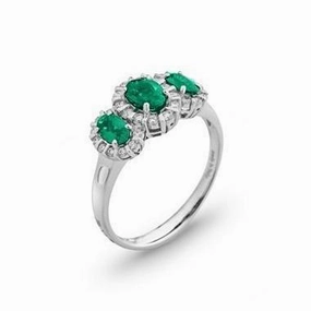 Ponte Vecchio Eternity 18ct White Gold 1.00ct Emerald Diamond Oval Cluster Ring