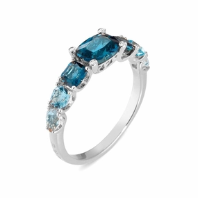 Ponte Vecchio Iris 18ct White Gold Blue Topaz Diamond Ring