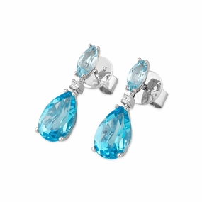 Ponte Vecchio Iris 18ct White Gold Topaz Diamond Drop Earrings