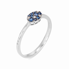 Ponte Vecchio Pitti 18ct White Gold 0.15ct Sapphire Diamond Oval Ring