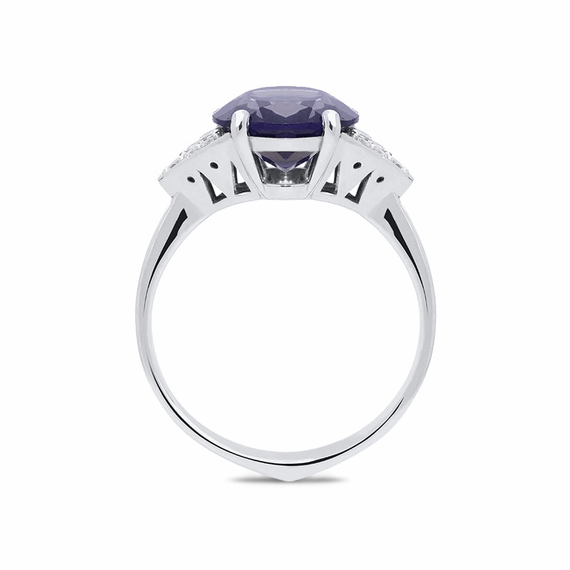 Ponte Vecchio Signoria 18ct White Gold 3.30ct Iolite Diamond Oval Cut Ring D