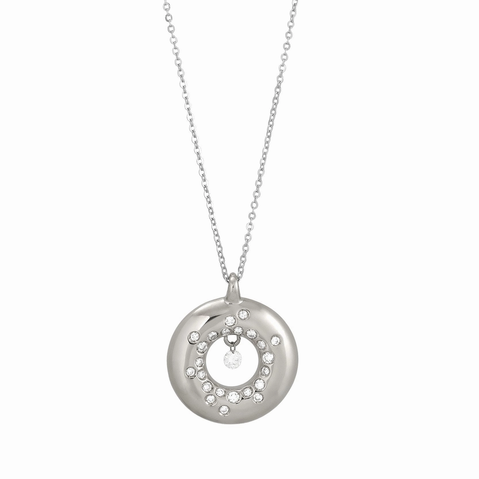 Ponte Vecchio Vega 18ct White Gold 0.25ct Diamond Circle Necklace