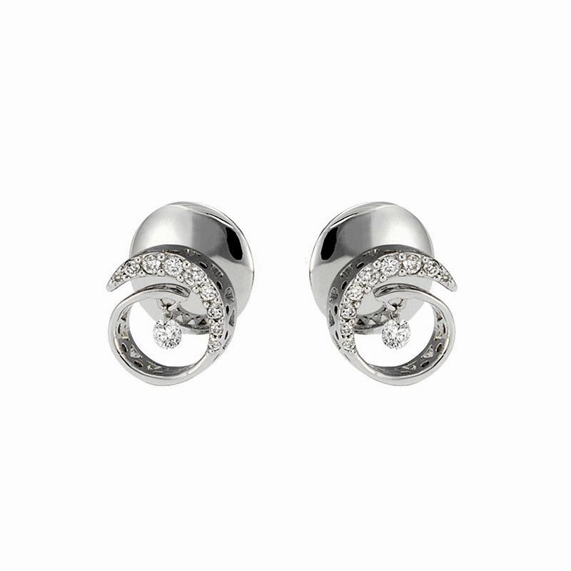 Ponte Vecchio Vega 18ct White Gold 0.29ct Diamond Swirl Earrings