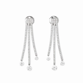 Ponte Vecchio Vega 18ct White Gold 1.16ct Diamond Triple Bar Drop Earrings