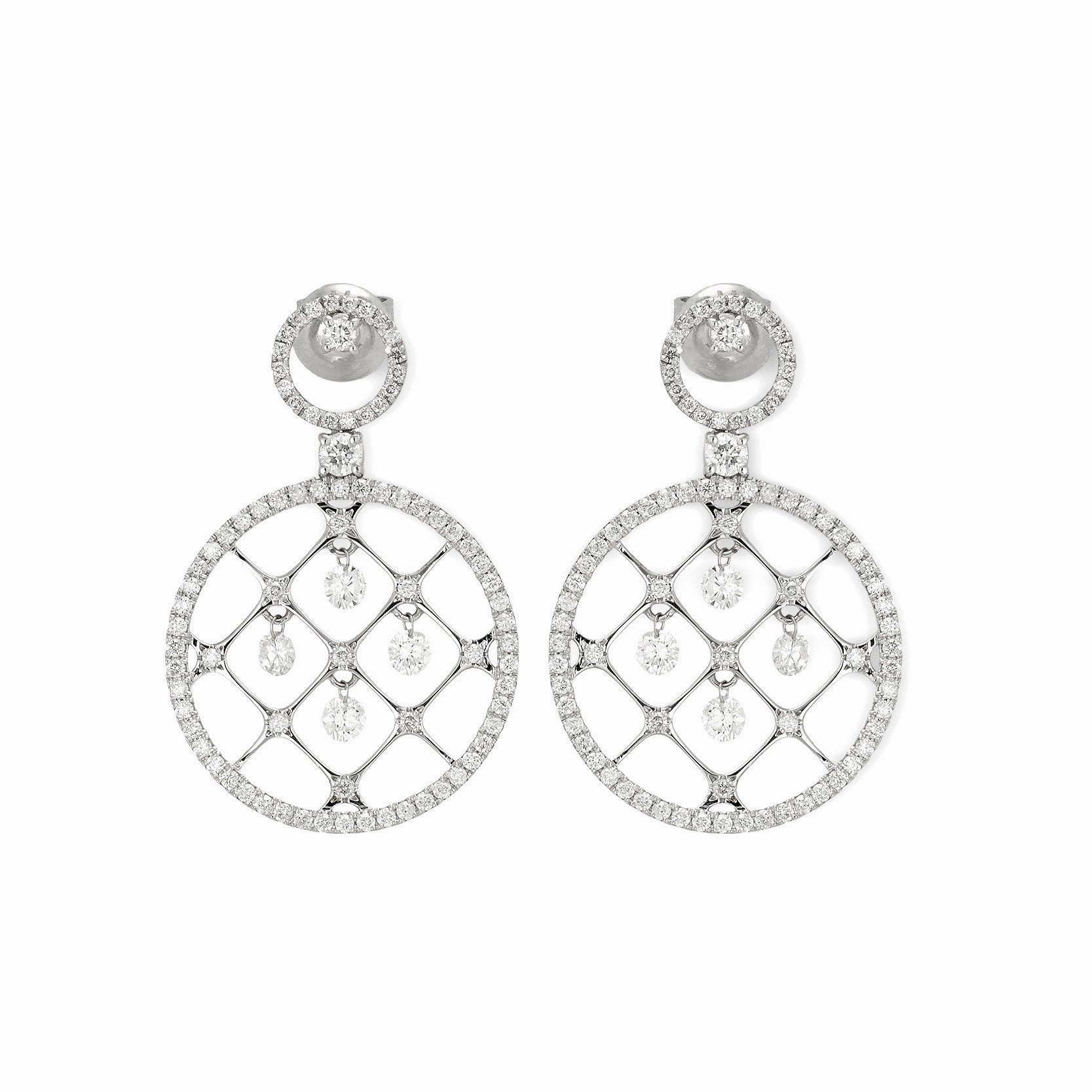 Ponte Vecchio Vega 18ct White Gold 1.41ct Diamond Lattice Earrings
