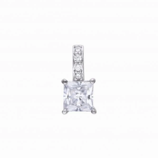 Princess Cut Cubic Zirconia Pendant With Pave Bale Pendant P4915