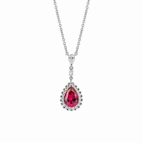 Red Zirconia Teardrop Pave Surround Necklace N4501