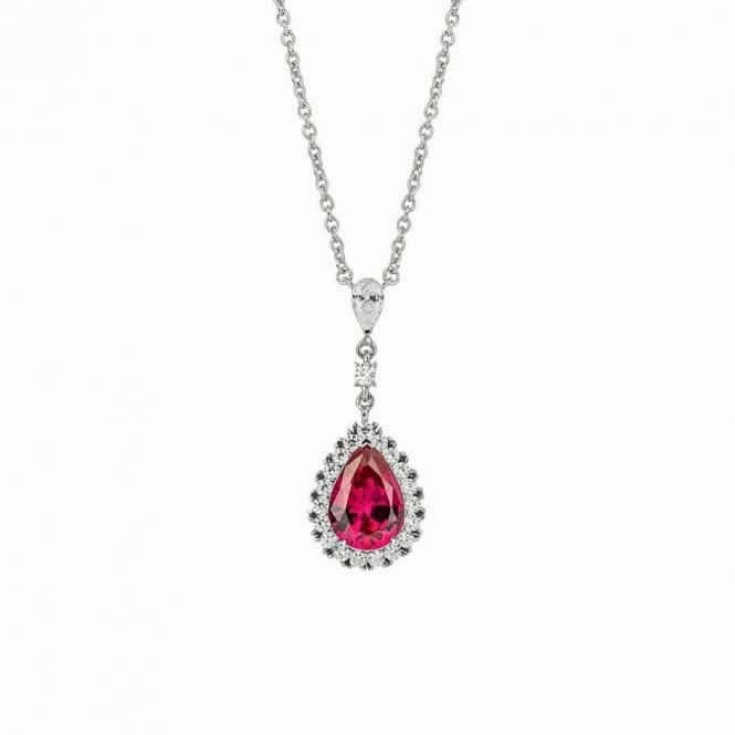 Red Zirconia Teardrop Pave Surround Necklace N4501