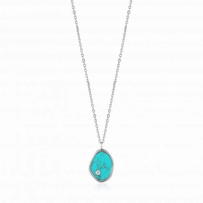 Rhodium Tidal Turquoise Necklace N027-01H