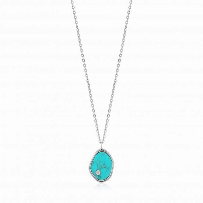 Rhodium Tidal Turquoise Necklace N027-01H