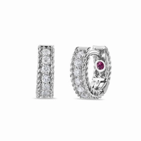 Roberto Coin Diamond Princess 18ct White Gold 0.21ct Diamond Hoop Earrings D
