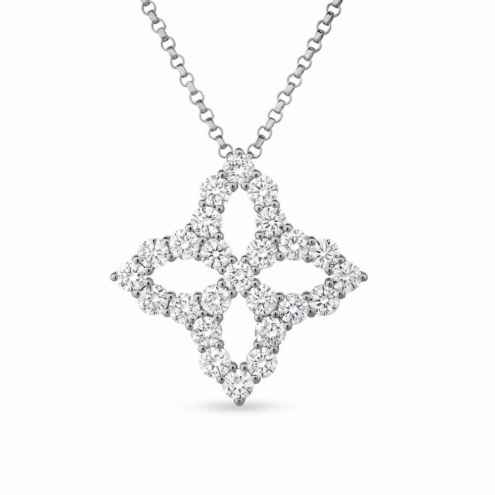 Roberto Coin Diamond Princess 18ct White Gold 1.19ct Diamond Pendant Necklace D