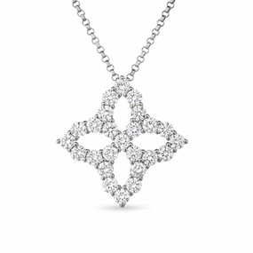 Roberto Coin Diamond Princess 18ct White Gold 1.19ct Diamond Pendant Necklace D
