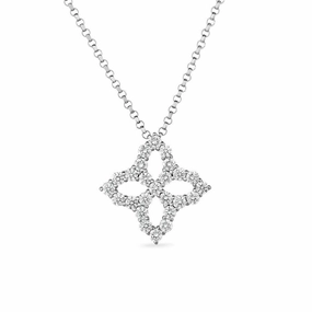 Roberto Coin Diamond Princess 18ct White Gold Diamond Pendant Necklace D