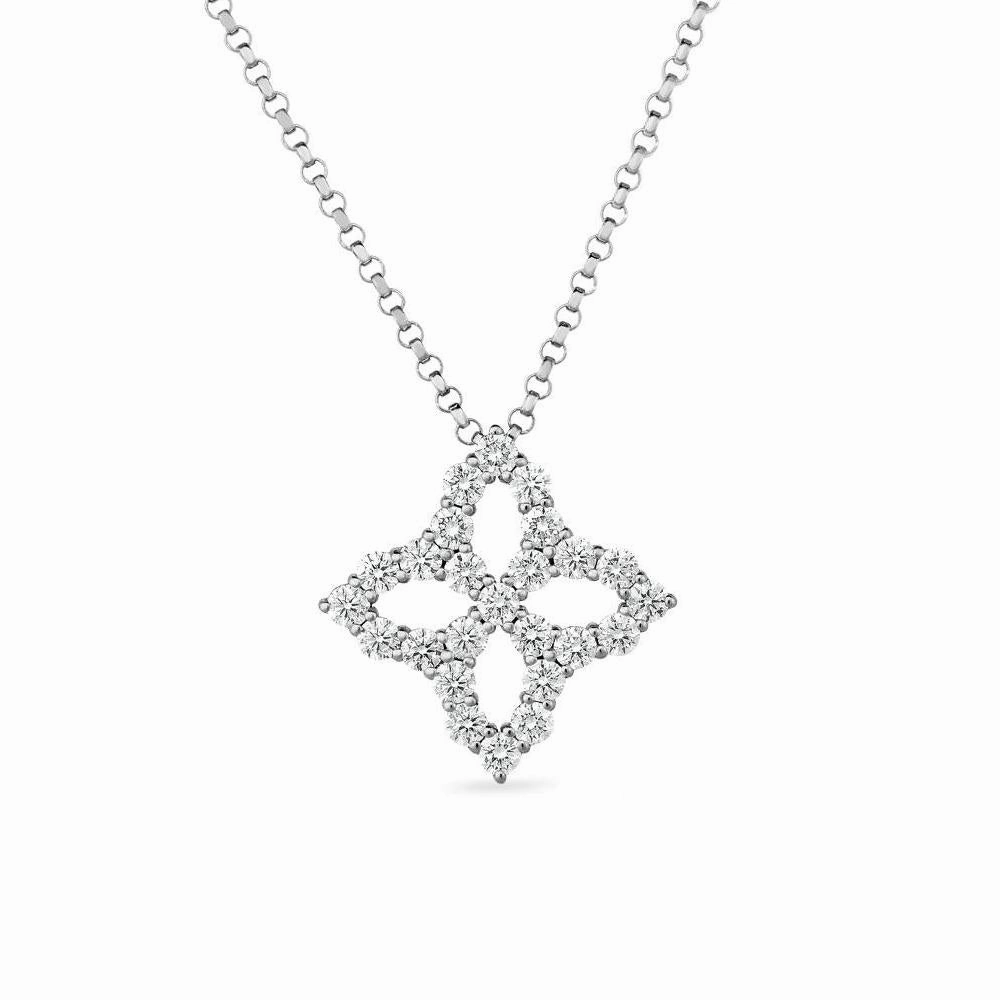 Roberto Coin Diamond Princess 18ct White Gold Diamond Pendant Necklace D