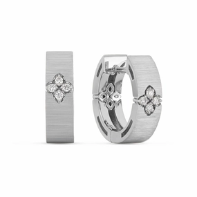 Roberto Coin Love in Verona 18ct White Gold Diamond Hoop Earrings