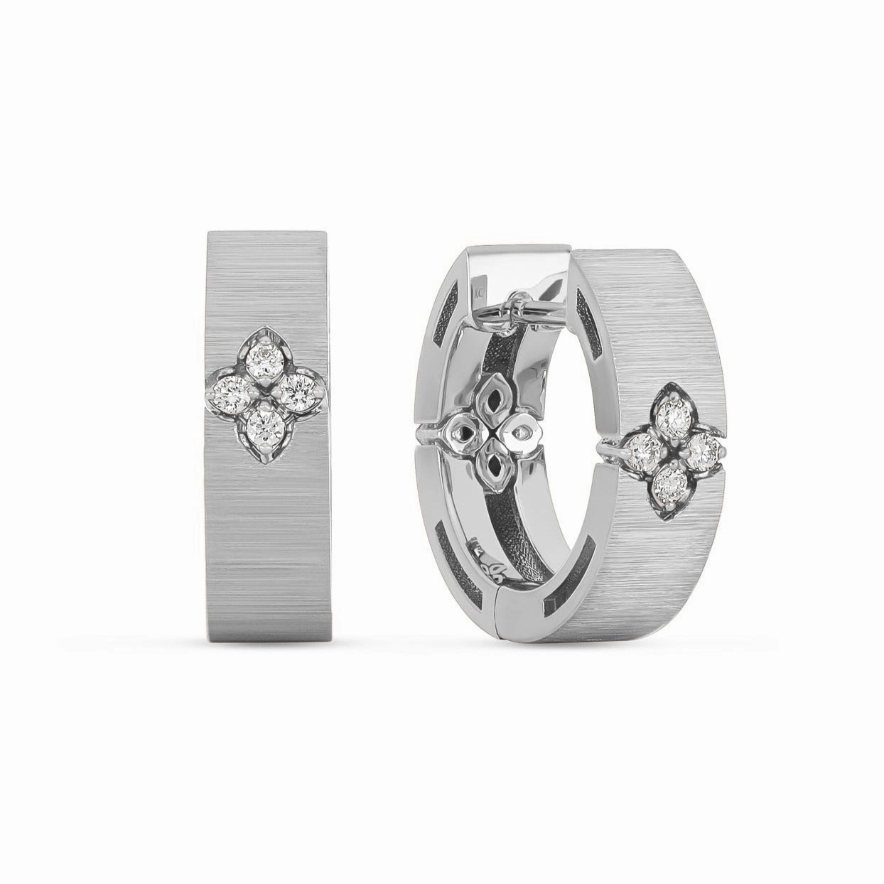 Roberto Coin Love in Verona 18ct White Gold Diamond Hoop Earrings