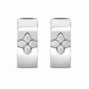 Roberto Coin Love in Verona 18ct White Gold Diamond Large Hoop Earrings