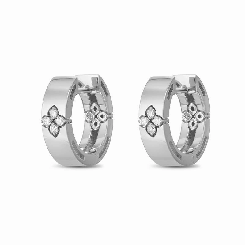 Roberto Coin Love in Verona 18ct White Gold Diamond Small Hoop Earrings
