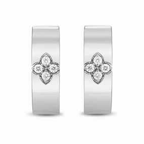 Roberto Coin Love in Verona 18ct White Gold Diamond Small Hoop Earrings
