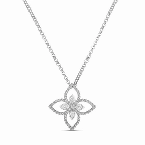 Roberto Coin Princess Flower 18ct White Gold Diamond Necklace