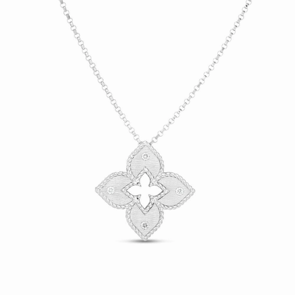 Roberto Coin Venetian Princess 18ct White Gold Diamond Pendant Necklace