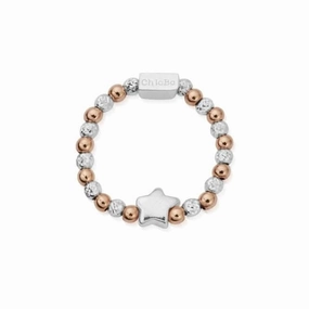 Rose Gold And Silver Mini Inset Star Ring