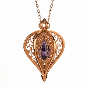Rose Gold Plated Sterling Silver Blue John Flore Filigree Small Necklace
