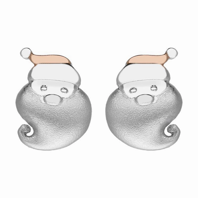 Rose Gold Plated Sterling Silver Santa Face Earrings