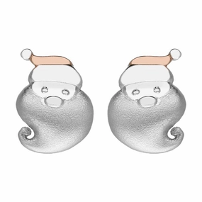 Rose Gold Plated Sterling Silver Santa Face Earrings