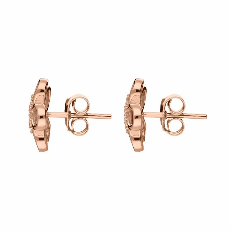 Rose Gold Sterling Silver Plated Five Petal Flower Stud Earrings